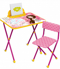 КП2 Комплект "Познайка" (стол+стул мягкий) (КП2/17 маленькая принцесса) - Цвет розовый - Картинка #1